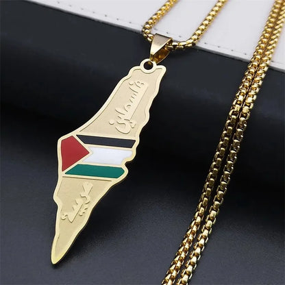 Palestine Stainless Steel Pendant Chain Necklace