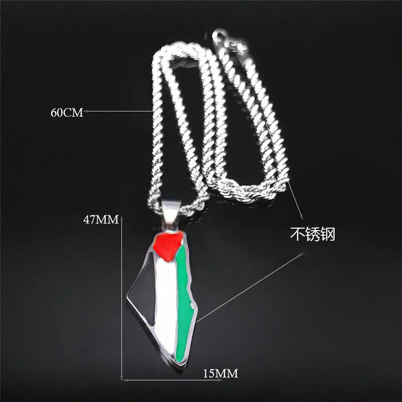 Palestine Stainless Steel Pendant Chain Necklace